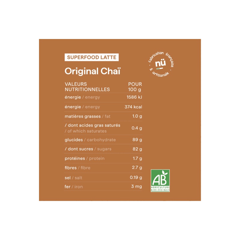 valeurs nutritionnelles Original Chaï nüMorning