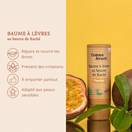 Baume à lèvres solide au Karité - passion Comme Avant