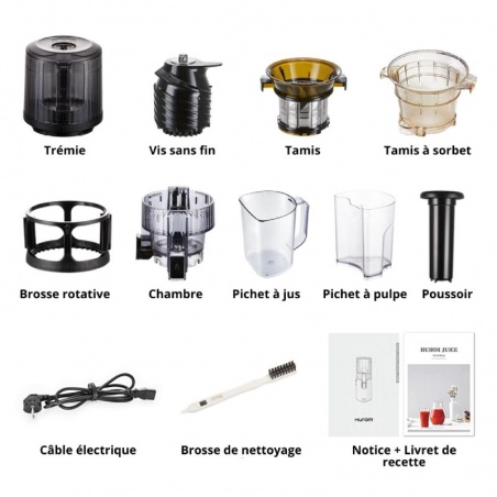 Accessoires livrés avec l'extracteur de jus Hurom H70ST