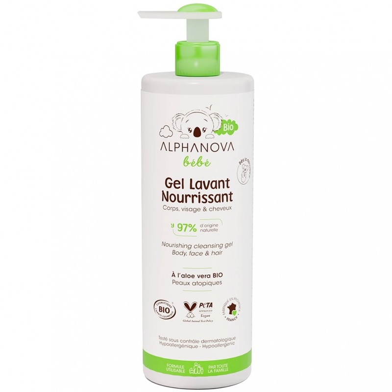 Gel lavant nourrissant bébé - Corps, visage & cheveux - Dès la naissance - 400ml Alphanova