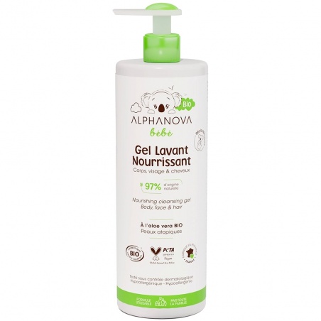 Gel lavant nourrissant bébé - Corps, visage & cheveux - Dès la naissance - 400ml Alphanova - Alphanova