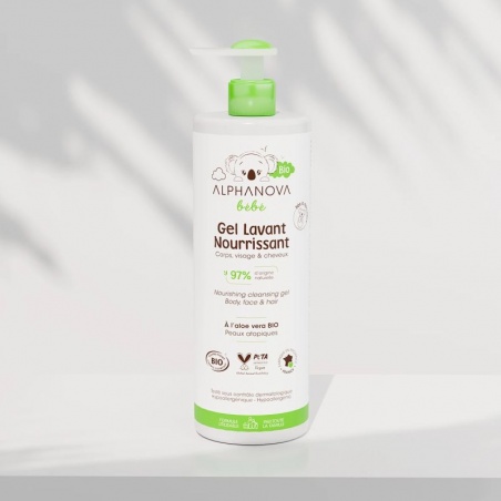 Gel lavant nourrissant bébé - Corps, visage & cheveux - Dès la naissance - 400ml Alphanova
