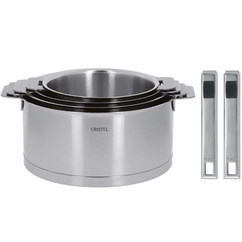 Série de 4 casseroles Strate + 2 poignées amovibles inox Strate Cristel