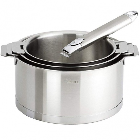 Série de 3 casseroles Strate + 1 poignée amovible Zénith Cristel - Cristel