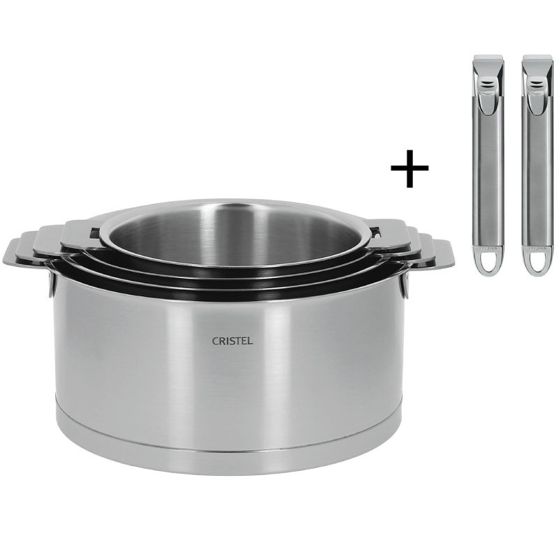 Série de 4 casseroles Strate + 2 poignées amovibles Zénith Cristel