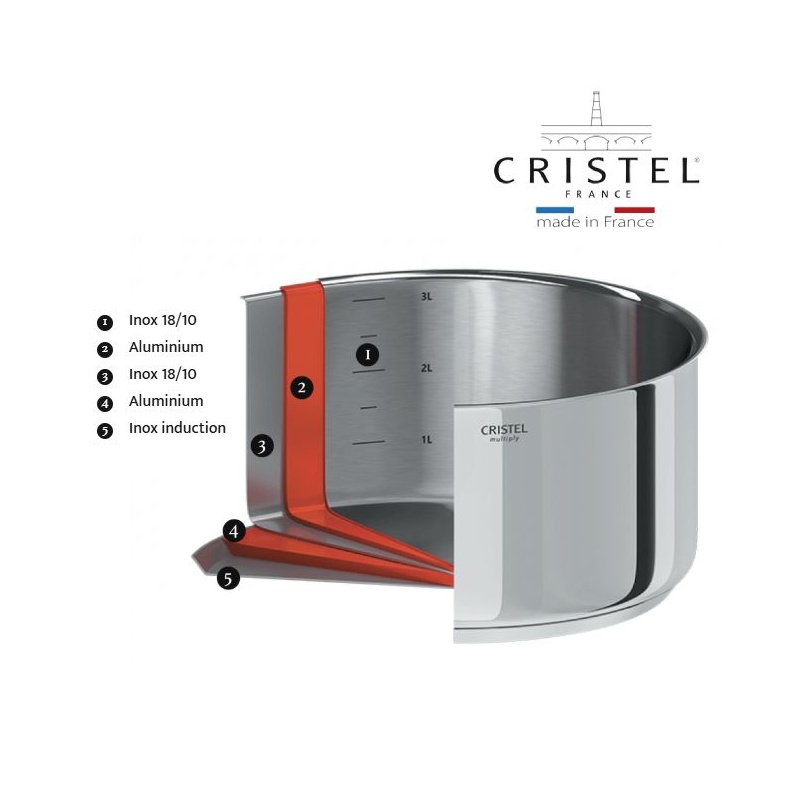 Wok inox Casteline 20 cm Cristel