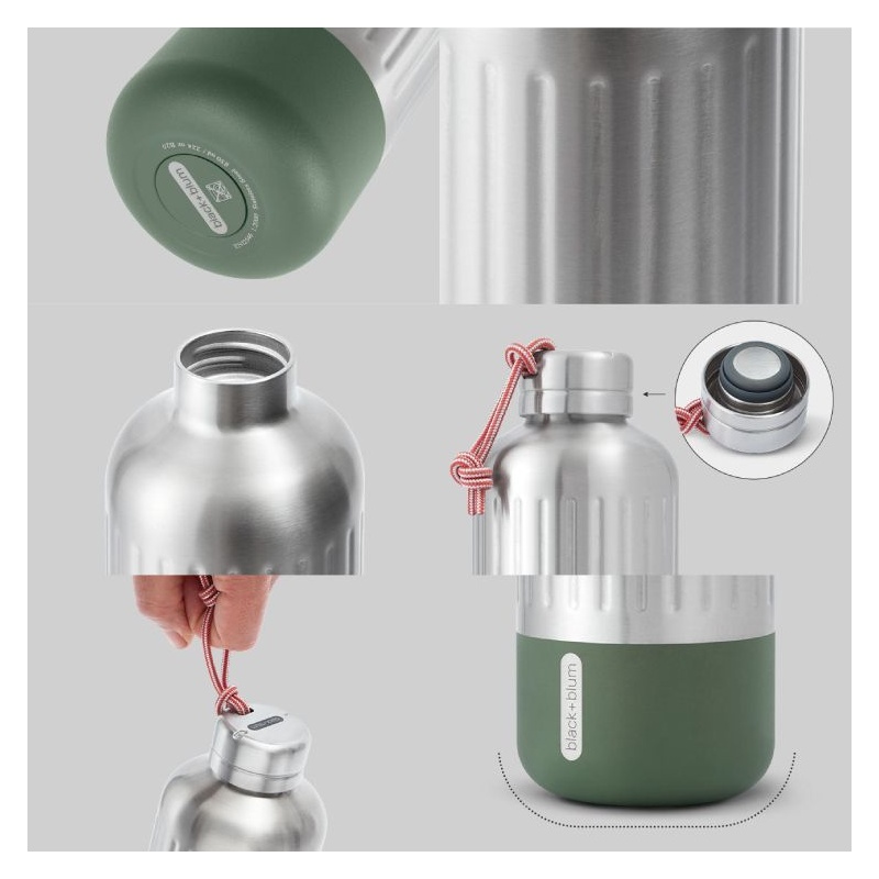 Gourde isotherme Explorer en inox 650ml - Olive Black + Blum
