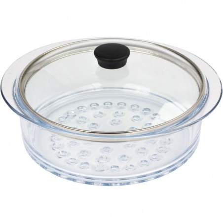 Cuit-vapeur en verre Cocinelle avec couvercle Cristel