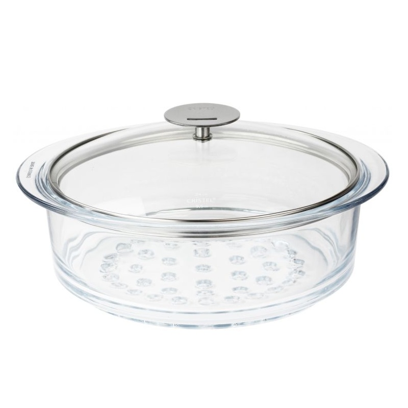 Cuit-vapeur en verre avec couvercle Cristel