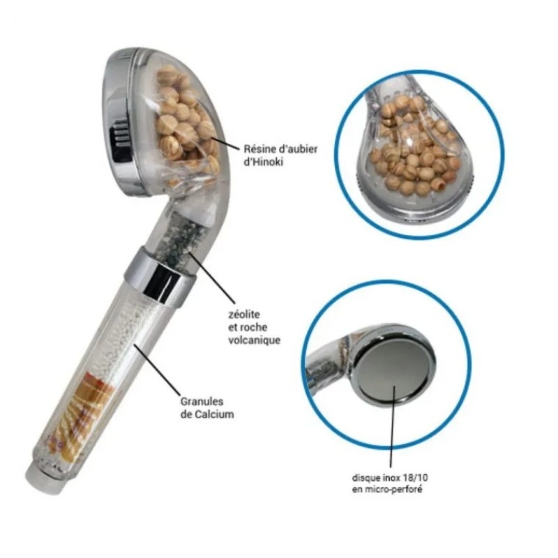 Pommeau de douche filtrant et adoucissant EVA  Fontaine EVA