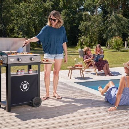 Plancha gaz LA PLANCHA INOX Duo Edition 260 + chariot + couvercle inox Le Marquier