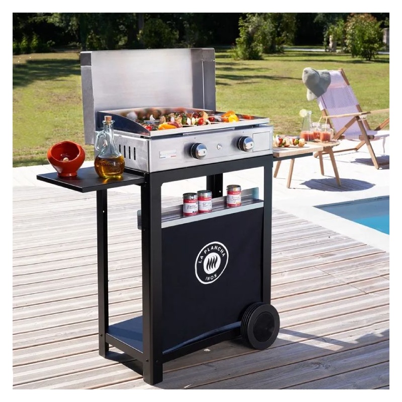Plancha gaz LA PLANCHA INOX Duo Edition 260 + chariot + couvercle inox Le Marquier