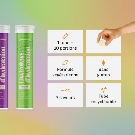 Électrolytes d’hydratation - Saveur Fruits des bois & Basilic - 20 pastilles Greenwhey