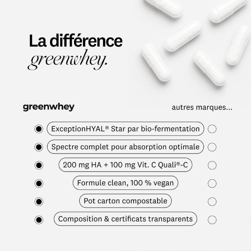 Acide hyaluronique - 60 gélules Greenwhey