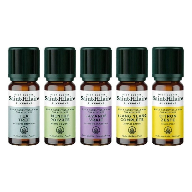 Coffret 5 Huiles essentielles Bio pour la Maison Distillerie Saint-Hilaire