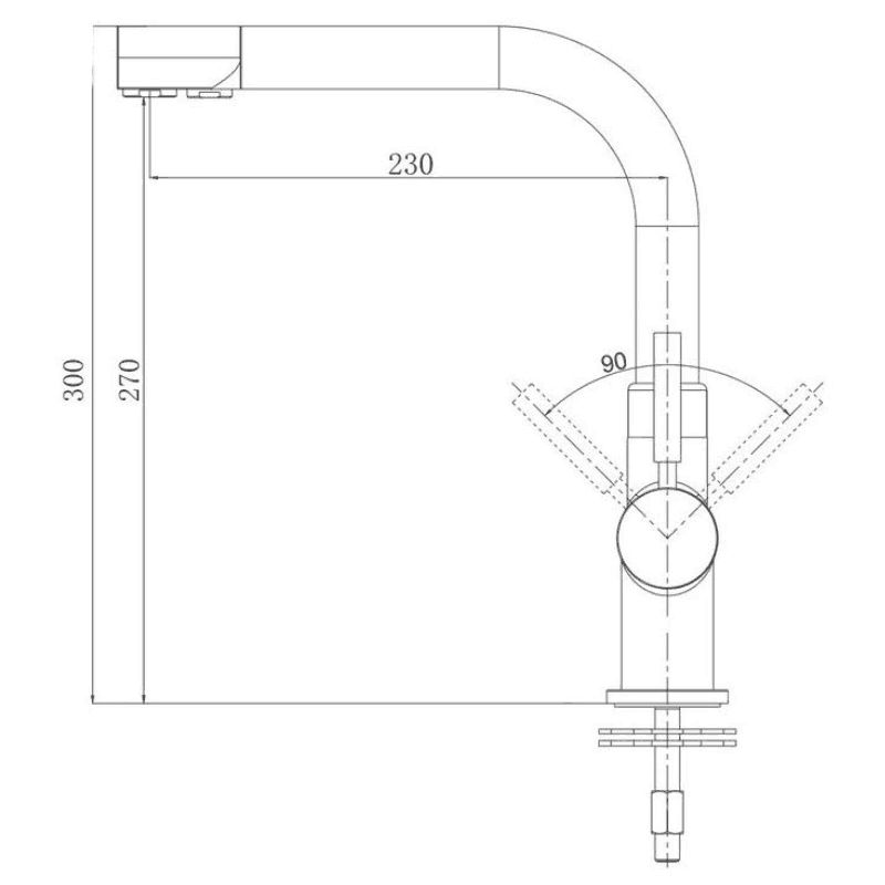 Dimensions du robinet 3 voies BR302 Gliano