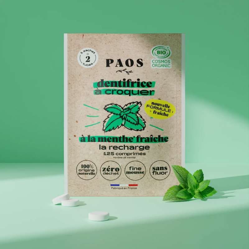 Recharge 125 pastille dentifrice bio à croquer menthe fraîche