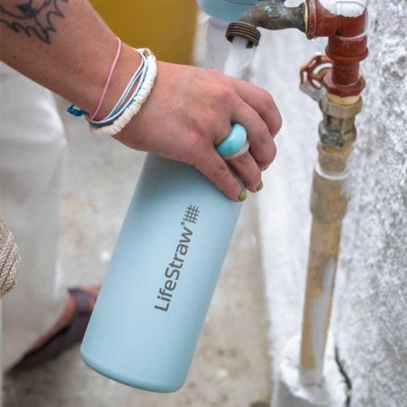 Gourde filtrante isotherme LifeStraw Go 500 ML en inox - Bleue