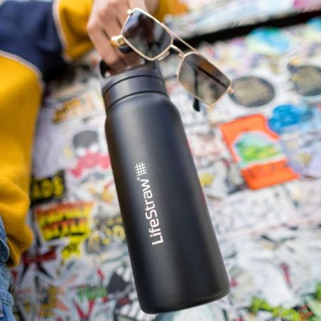 Gourde filtrante isotherme LifeStraw Go en inox - 700 ML - Noir