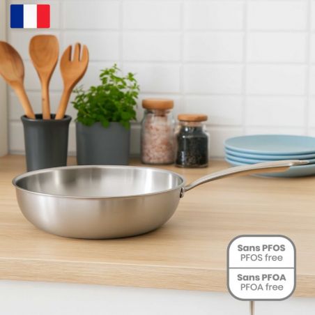Wok en inox Brigade 28 cm Livoo - Fabriqué en France