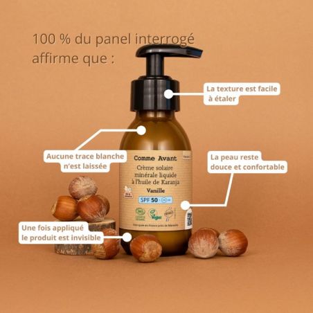 Crème solaire liquide minérale SPF50 Monoï Musc - Flacon spray 90ml