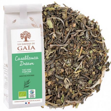 Thé vert BIO Menthe Poivrée - Casablanca Dream - 100 gr - Les jardins de Gaïa