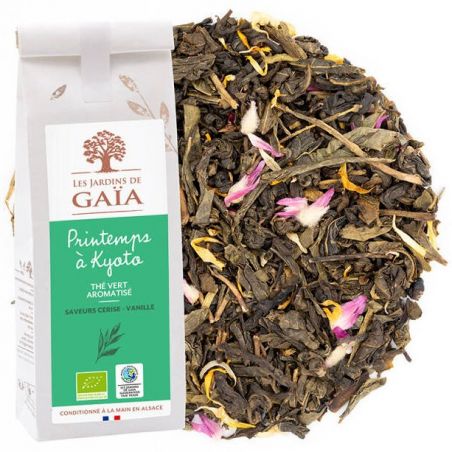 Thé vert Cerise, Vanille - Printemps à Kyoto - Vrac 100g - Les jardins de Gaïa