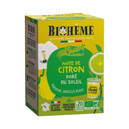 Infusion Citron doré au soleil bio - 20 infusettes - Biohême