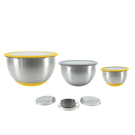 Set de 3 bols alimentaires inox + 3 rapes intégrées - PIKA - Pika