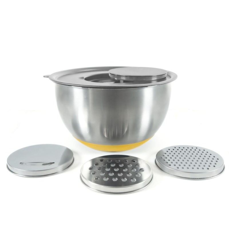 Set de 3 bols alimentaires inox + 3 rapes intégrées - PIKA