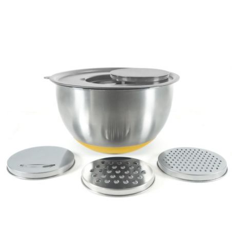 Set de 3 bols alimentaires inox + 3 rapes intégrées - PIKA