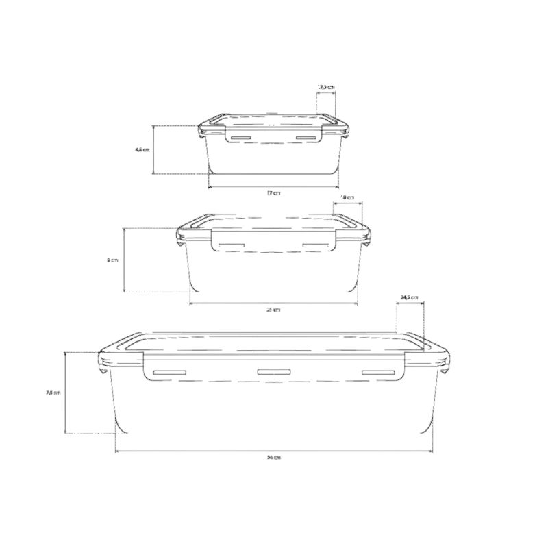 Set Batch Cooking - 5 Boîtes Alimentaires en Inox 650ml, 1300ml & 5000ml