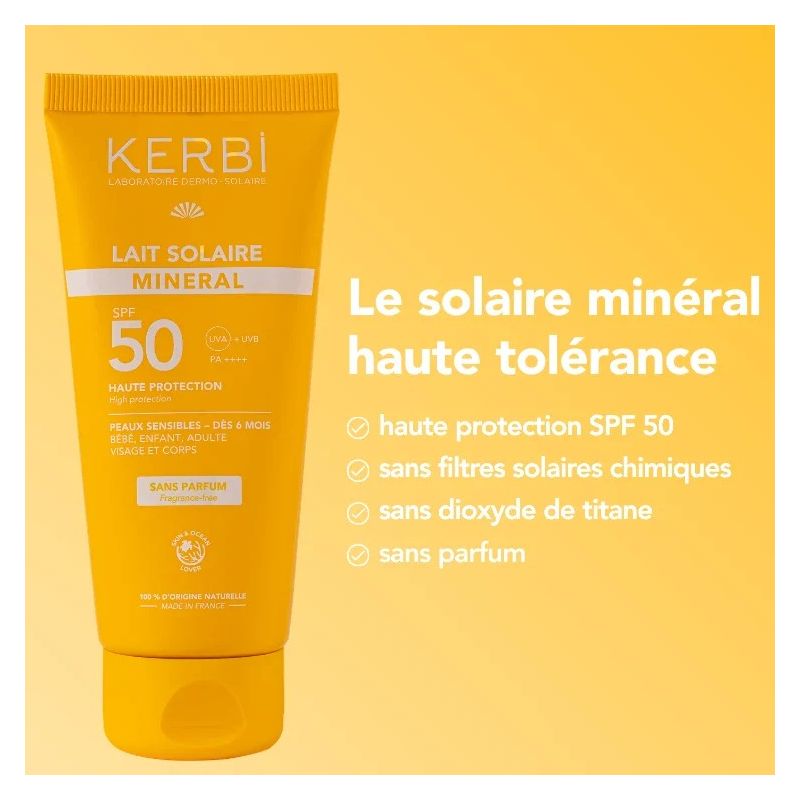 Lait solaire minéral SPF 50 – Sans parfum - 50g