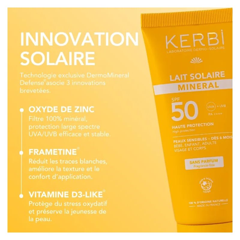 Lait solaire minéral SPF 50 – Sans parfum - 50g
