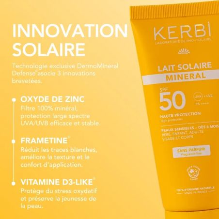 Lait solaire minéral SPF 50 – Sans parfum - 50g