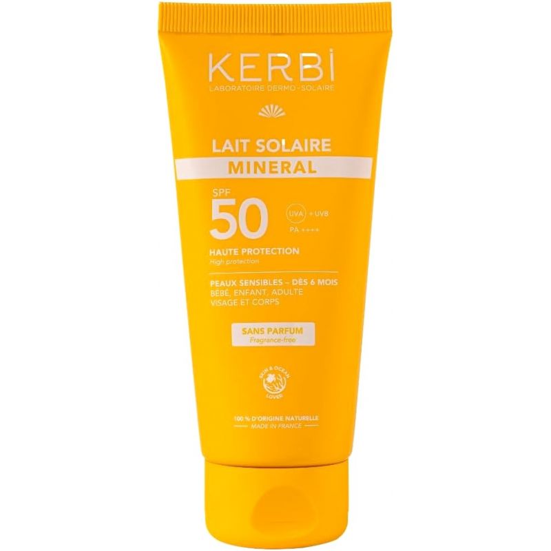 Lait solaire minéral KERBI SPF 50 - Sans parfum - 50g