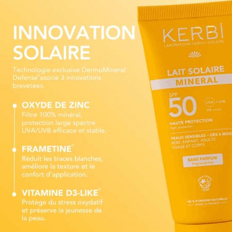Lait solaire minéral SPF 50 - Sans parfum - 50g