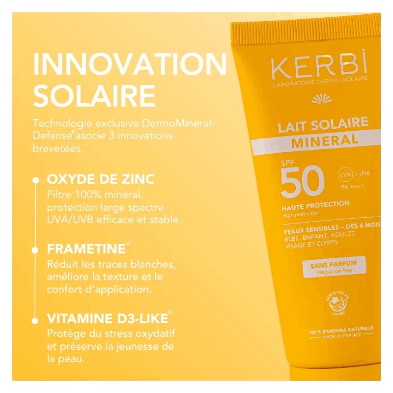 Lait solaire minéral SPF 50 - Sans parfum - 100g