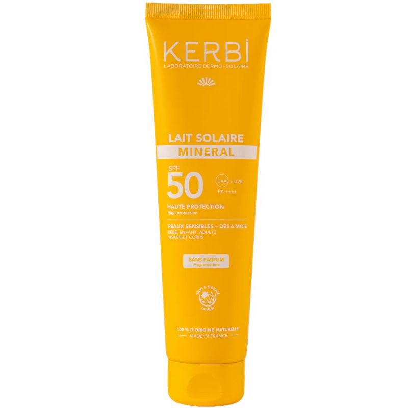 Lait solaire minéral KERBI SPF 50 - Sans parfum - 150g