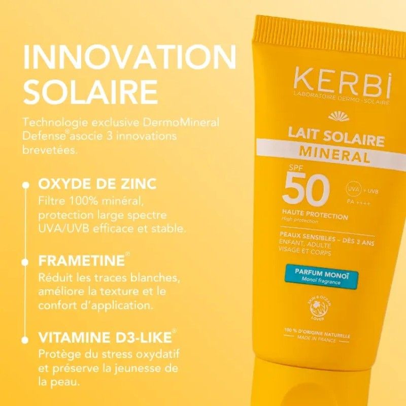 Lait solaire minéral SPF 50 - Monoï - 100g