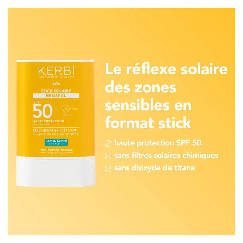 Stick Solaire Minérale SPF50 - Monoï - 15g