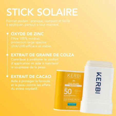 Stick Solaire Minérale SPF50 - Monoï - 15g