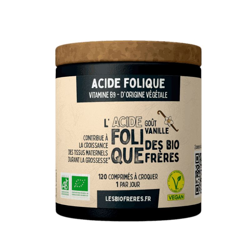 Acide Folique goût Vanille - Vitamine B9 - 120 comprimés à croquer