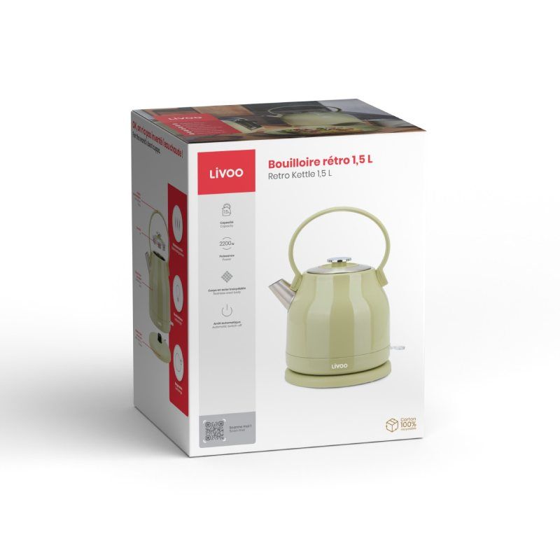 Bouilloire rétro 1,5L Matcha - 2200W