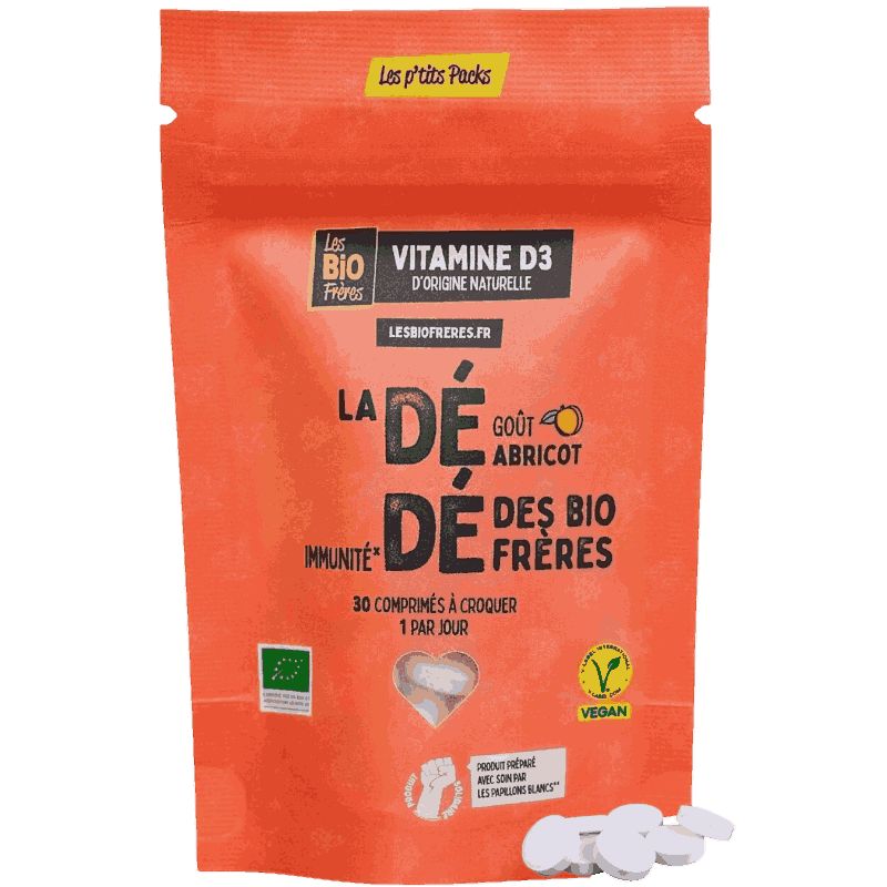 Vitamine D3 BIO goût Abricot - 30 comprimés à croquer - Cure 1 mois