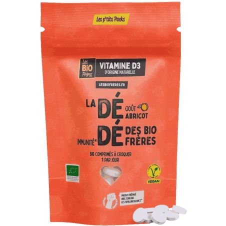 Vitamine D3 BIO goût Abricot - 30 comprimés à croquer - Cure 1 mois - Les Bio Frères