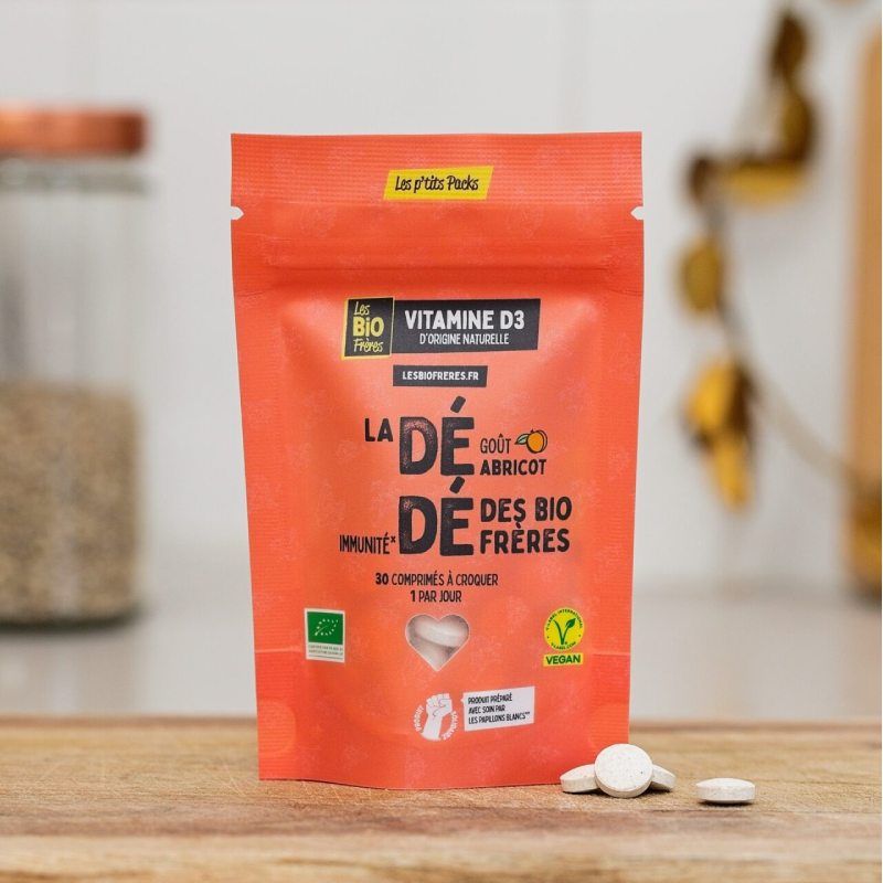 Vitamine D3 BIO goût Abricot - 30 comprimés à croquer - Cure 1 mois