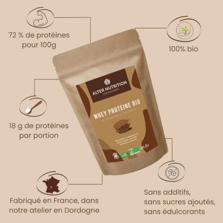 Whey protéine bio 500gr - Chocolat équitable - Alter Nutrition