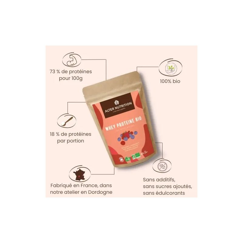 Protéine Whey Bio - saveur naturelle de Fruits Rouges