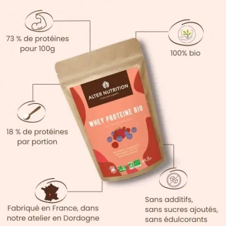 Protéine Whey Bio - saveur naturelle de Fruits Rouges